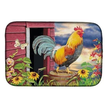 Carolines Treasures Carolines Treasures PRS4061DDM 14 x 21 in. Rooster Barnyard Morning Dish Drying Mat PRS4061DDM